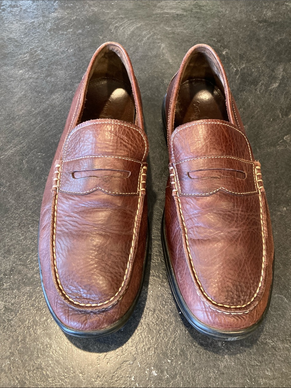 Men Cole Haan brown leather loafers shoes size 12